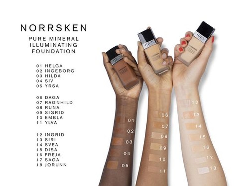 IDUN Minerals Liquid Norrsken Foundation - Silky Smooth Coverage - Luminous, Dewy Finish for Dry and Dull Skin - Water Resistant and Vegan Makeup - 222 Daga - Cold Light Brown - 1.01 oz