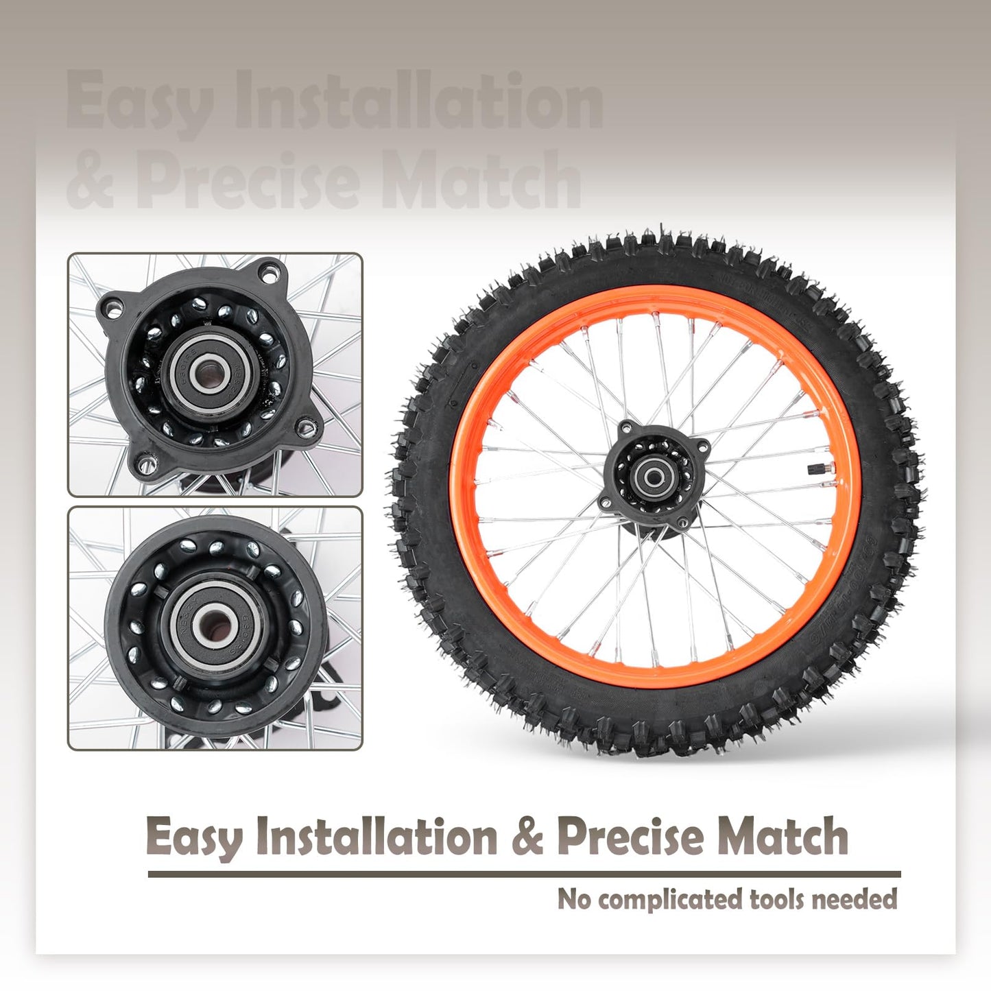 VAINELY E-Bike Front Wheel Outer Tire Accessories Compatible with Tutto Tutti Soleil 01 Electric Bikes, 60/100-14 Rubber Black
