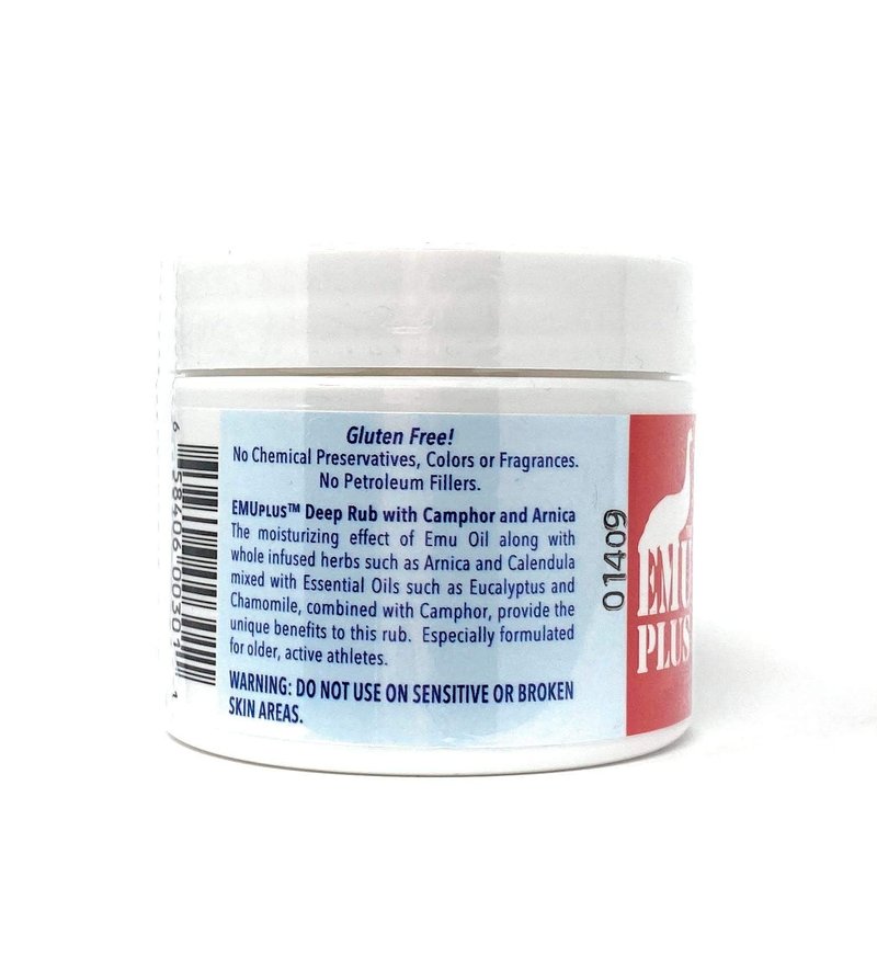 Montana Emu Ranch - EMUPlus Deep Rub with Camphor and Arnica 2 Ounce Jar - Made with 100% Pure Emu Oil - Formulated for Older, Active Athletes