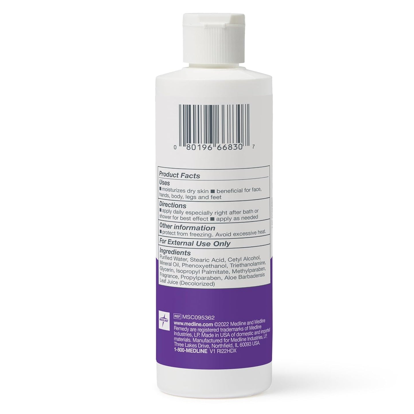 Medline Remedy Essentials Hydrating Body Lotion - 8 oz, 12 Count, Fresh Scent, Non-Greasy, Hypoallergenic for Dry Skin