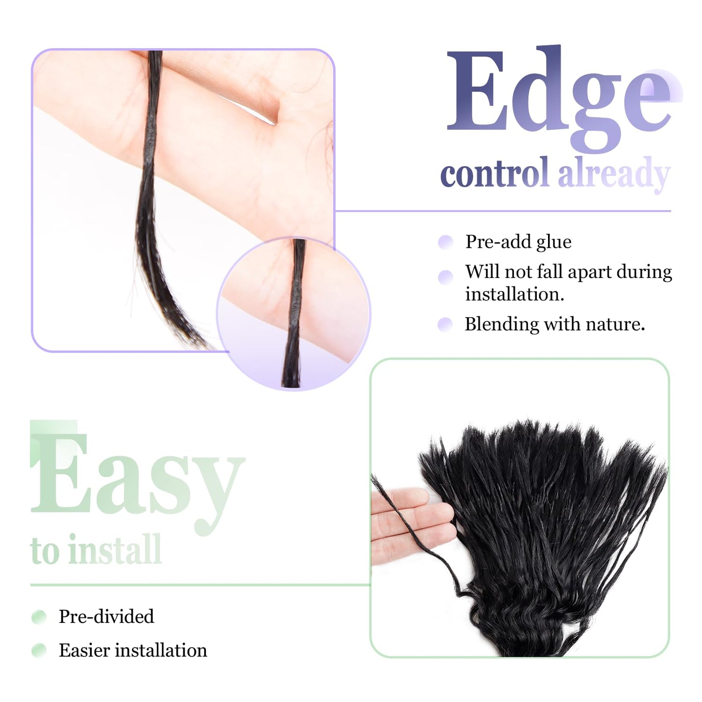 Pre-Divided Human Braiding Hair for Boho Braids Water Deep Wave Human Hair Bulk for Braiding Curly Human Hair for Boho Locs Boho Crochet Braids Human Hair Extensions (1B, 16"-320Strands)