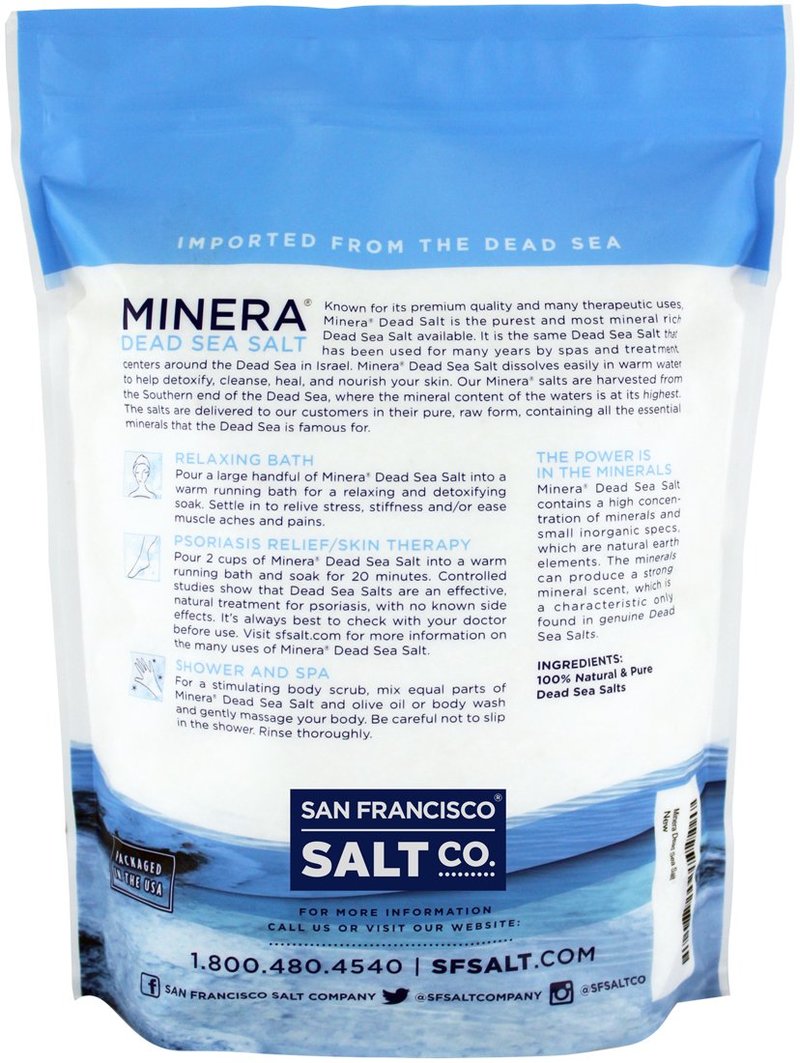 Minera Fine Grain Dead Sea Salt for Bath & Soaking – 2 lbs, Fast-Dissolving, 100% Pure & Natural, Unscented, Skin-Nourishing Sea Salt