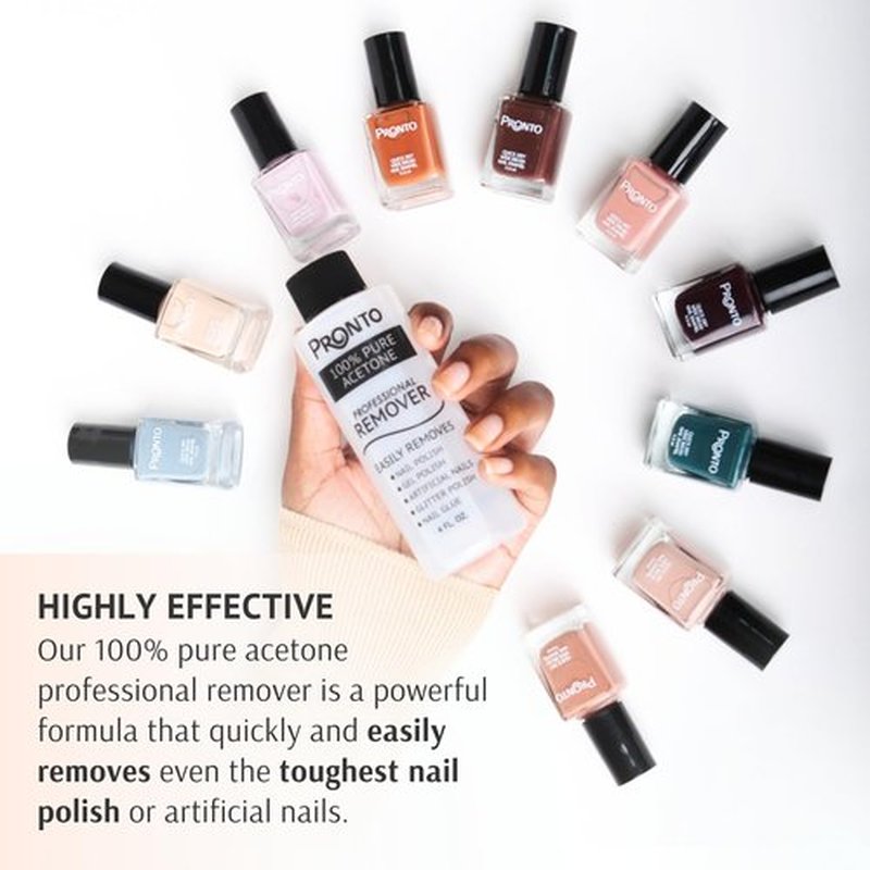 Pronto 100% Acetone Gel Nail Polish Remover - Gel Polish Remover for Nails | Acetone Nail Polish Remover & Acrylic Nail Remover for Removal of Glue, Gel & Dip | Gel Nail Remover, 12 Fl oz