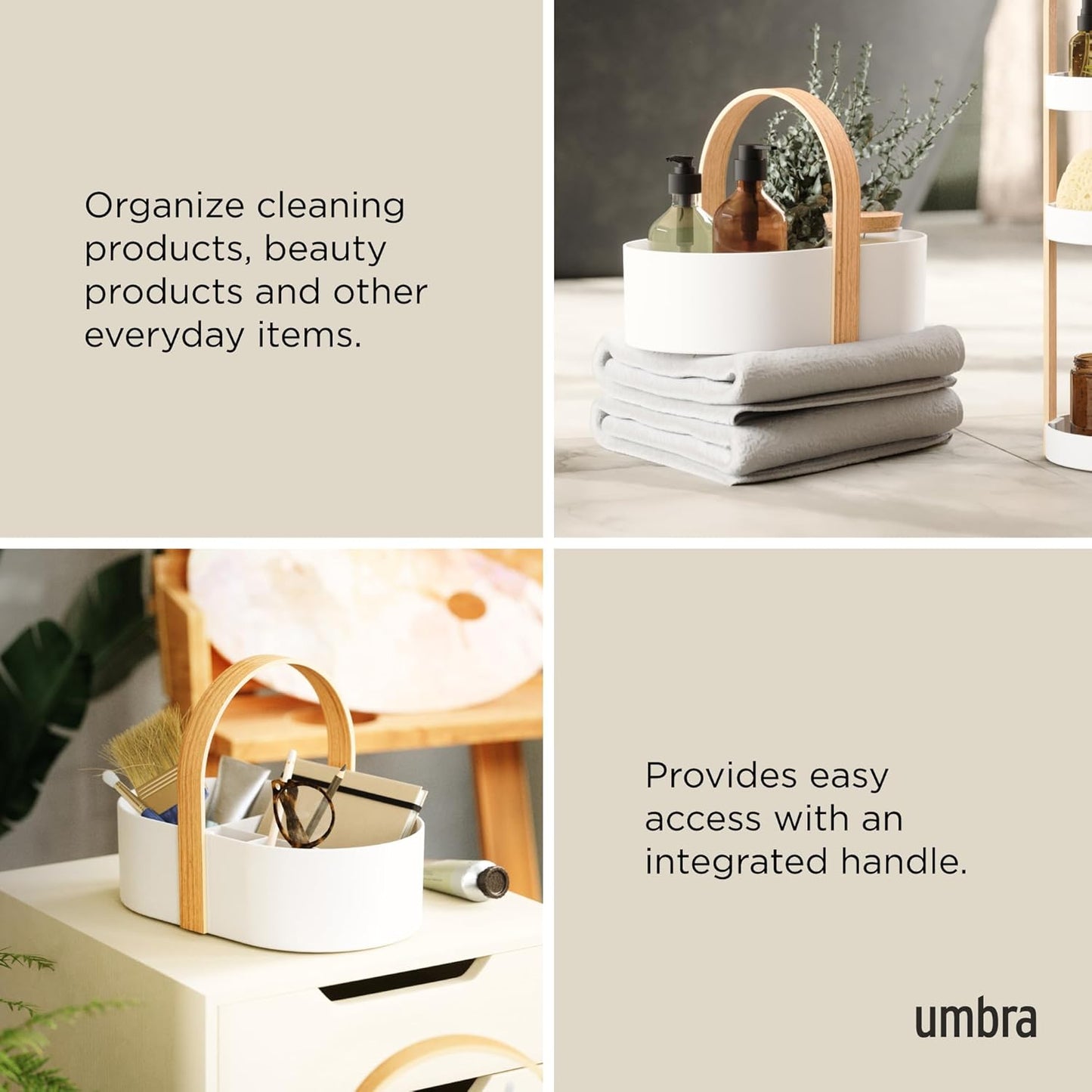 Umbra Bellwood Cosmetic Organizer, (50.2x19.5x19.3cm), White/Natural