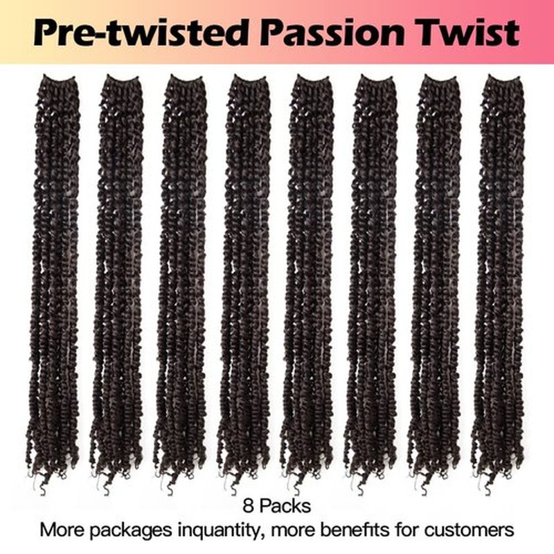 Niseyo 24 Inch Passion Twist Hair Pre-twisted 8 Packs Long Pre-looped Crochet Passion Twist Crochet Hair Long Braids (4#/Brown)