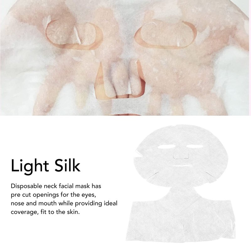 50 Pcs Disposable White Silk & Neck Mask Paper Wrapped Moisturizing Patch, Pre-Cut Mask Sheets, Light Silk Material, Spa Skin Care