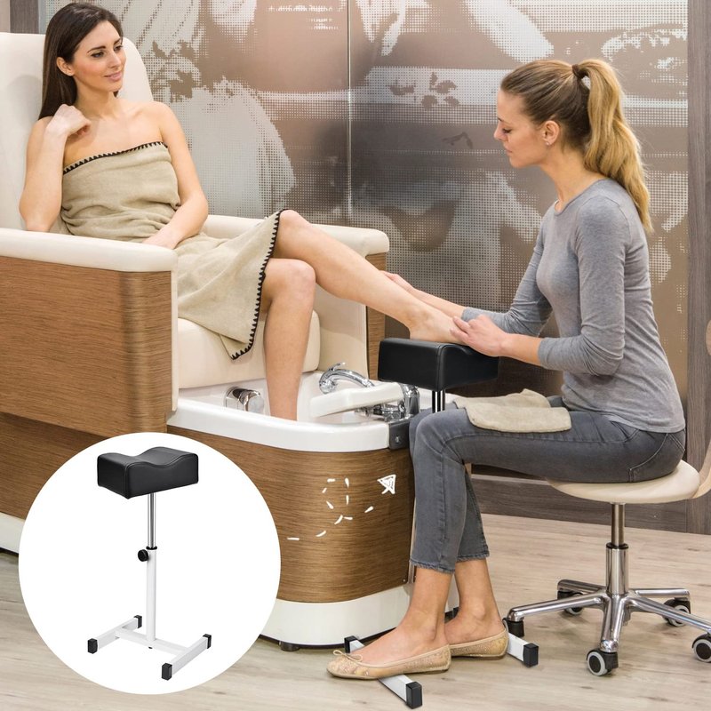 Adjustable Footrest for Pedicure & Manicure - Comfortable Nail Beauty Stool for Home Salon | Black
