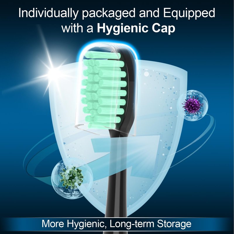 ZIYAJIA Replacement Toothbrush Heads 10 Pack Compatible with AquaSonic Black Series for Vibe Series Black Series pro, and for Duo Series pro Electric Toothbrush,Balck