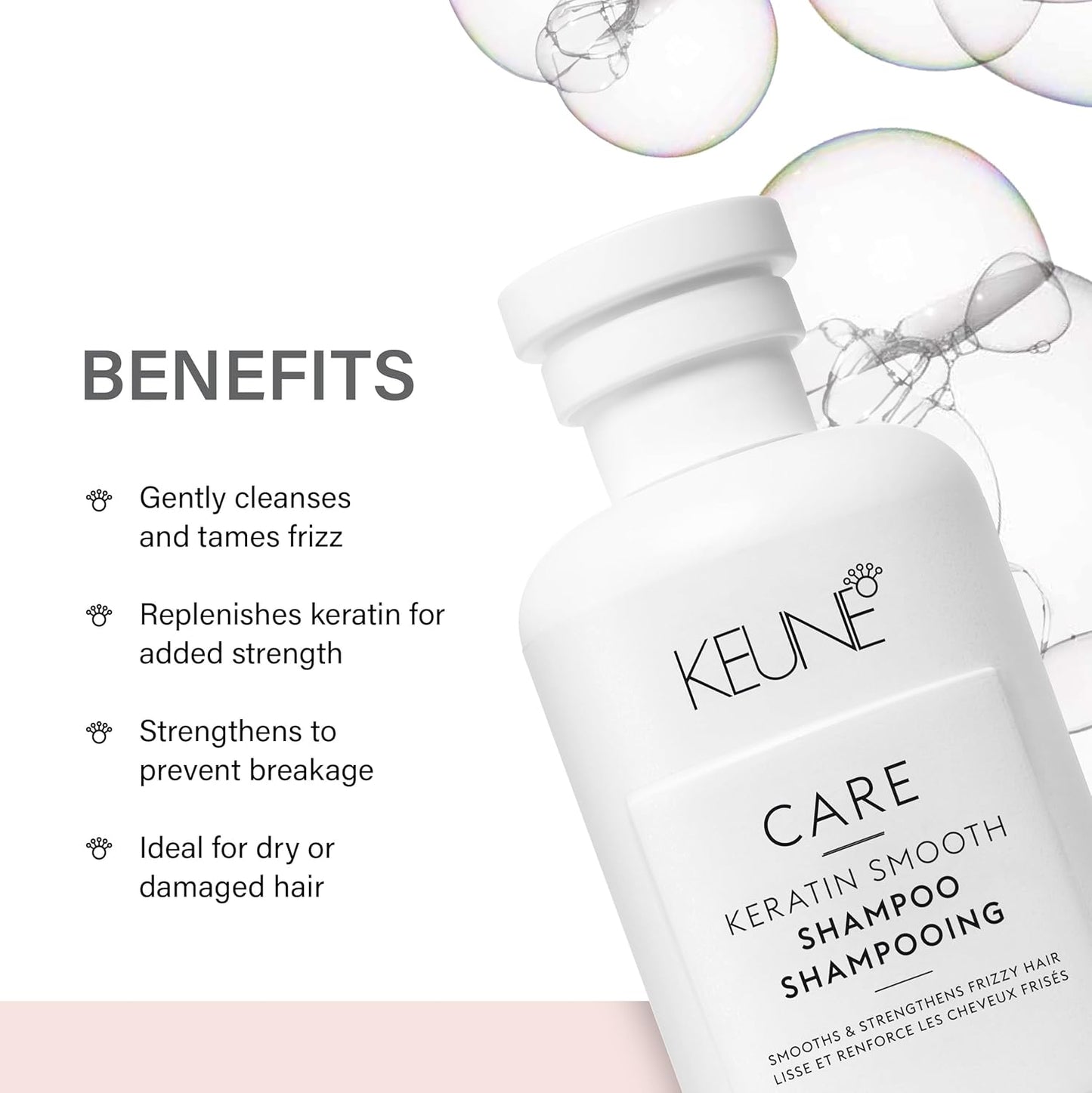 Keune Care Keratin Smoothing Hair Care, Frizz-Control & Moisturizing Peptides for Smoother Hair, 10.1 Fl Oz