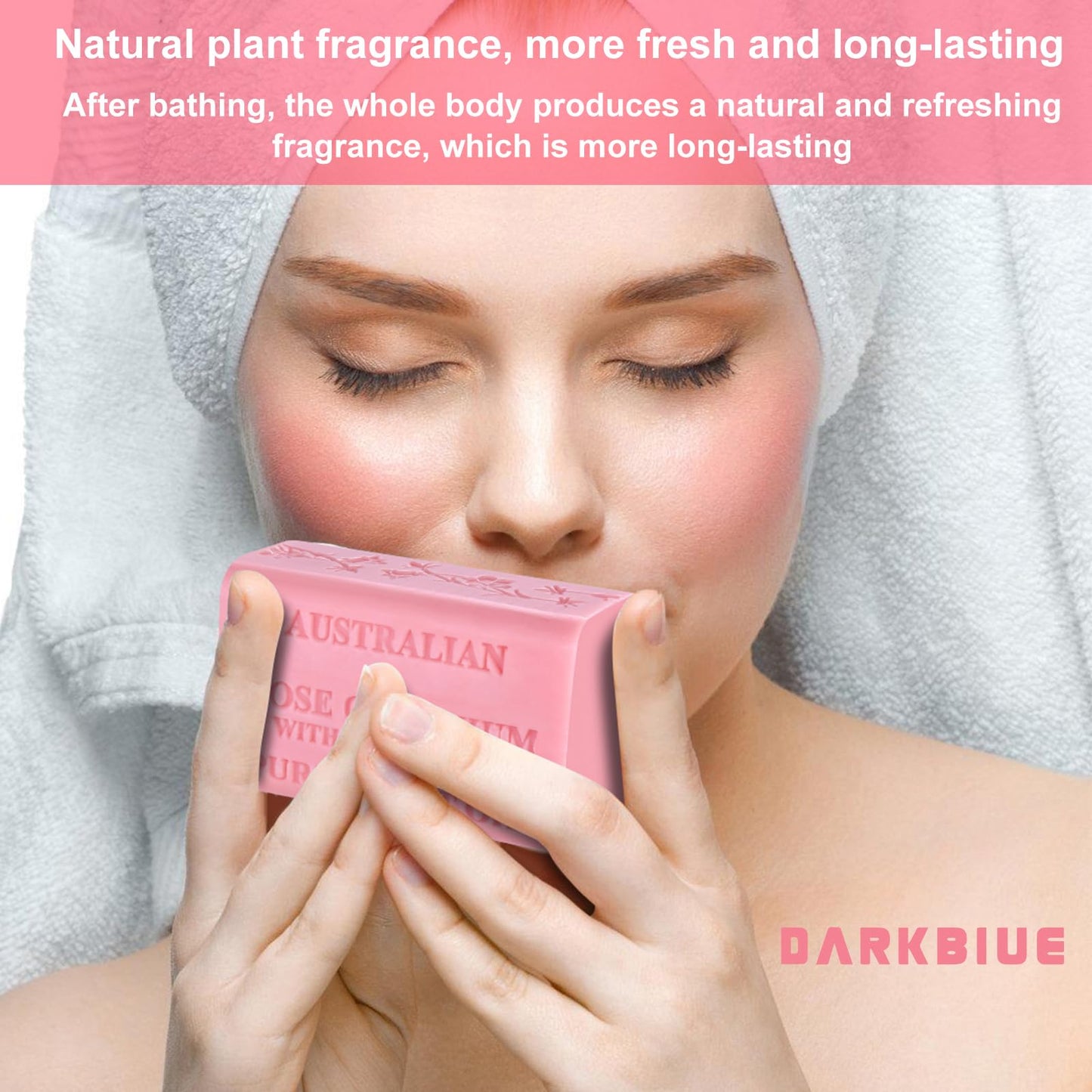 DarkBlue- Australian natural soap bar: bath soap bars; body soap bars;great scent(fragrance smell); cleansing well ; skin feeling soft;wash hair;shea moisture soap bars;rose soap bar (Rose Geranium)