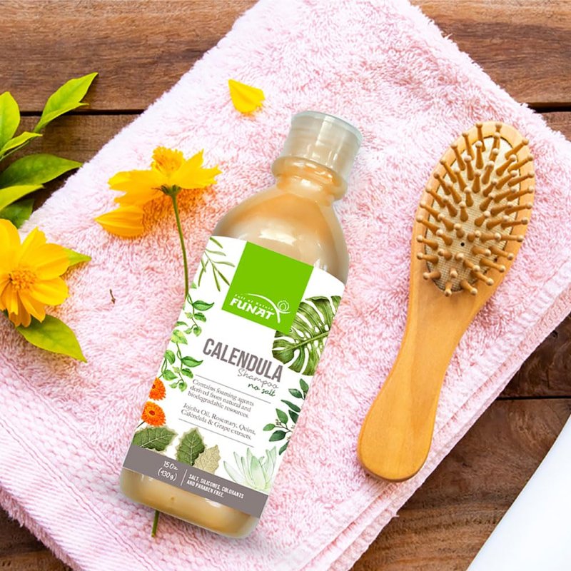 FULL OF NATURE FUNAT Natural Herbal Calendula Shampoo Hair Growth Sulfate Free Treatment Champu para la Crecimiento Cabello Productos Naturales 15 fl Oz