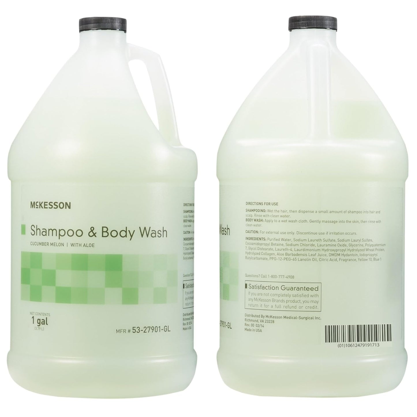 McKesson Body Wash and Shampoo - 1 Gallon Bulk Refill Full Body Wash with Aloe, Cucumber Melon Scent - Sensitive Skin & Hair 2‑in‑1