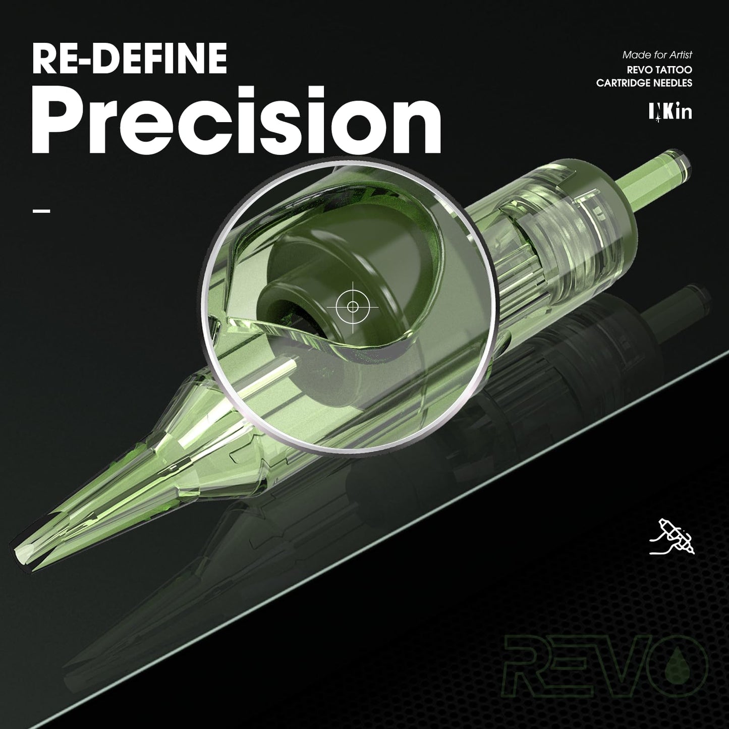INKin REVO Tattoo Cartridge Needles, Professional Tattoo Needles With Re-Define Precision #12 Standard 0.35mm Round Liner 14RL, Upgraded Design Durable Needle Cartridges for Tattooing 20Pcs(R1214RL)