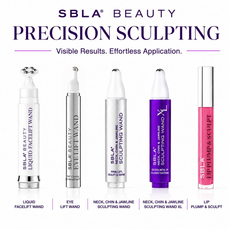 SBLA Beauty - Neck, Chin & Jawline Sculpting Wand 0.7 Fl Oz / 20mL - Lifts & Firms the Neck, Chin, Jawline & Decollete - Reduces Lines & Wrinkles - Smooths, Tightens Sagging Skin - Evens Out Skin Tone