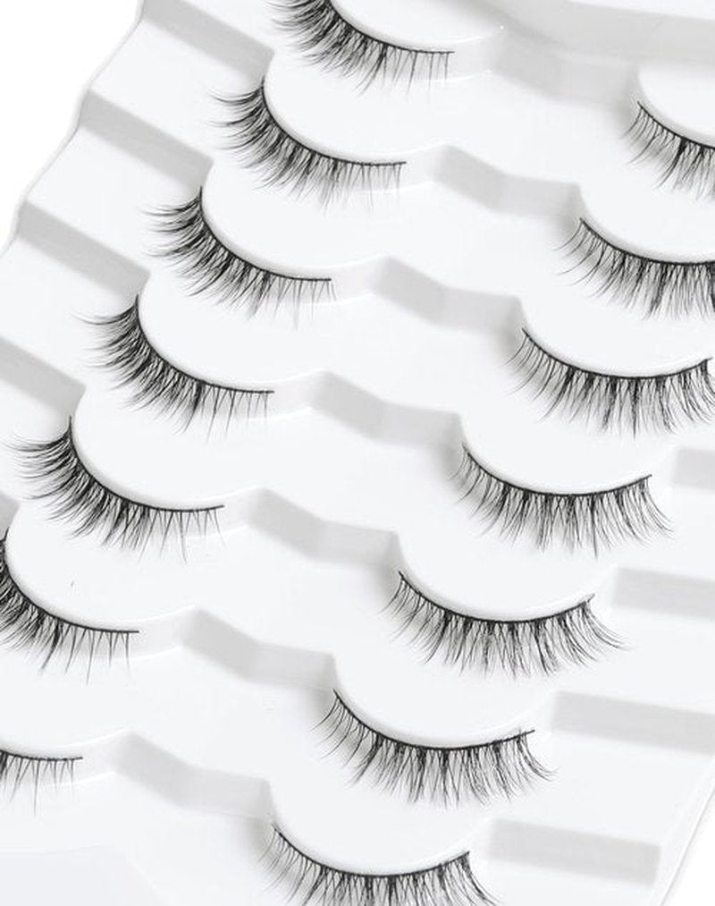 Onlyall Natural Lashes Wispy Lashes Natural Look False Eyelashes Natural Flared Eyelashes False Eye Lashes Soft Fluffy Lashes 7 Pairs HF50-Short Lashes