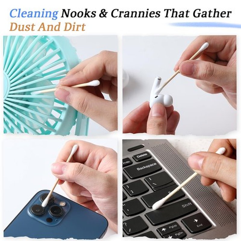 1600 Count Cotton Swabs plus 2 Clear Dispenser Holder - Eco-Friendly, Biodegradable Original Natural Cotton Buds for Ears, Hygiene, Beauty Care - Double Round Tips & Thick Cotton & Sturdy Bamboo Stick