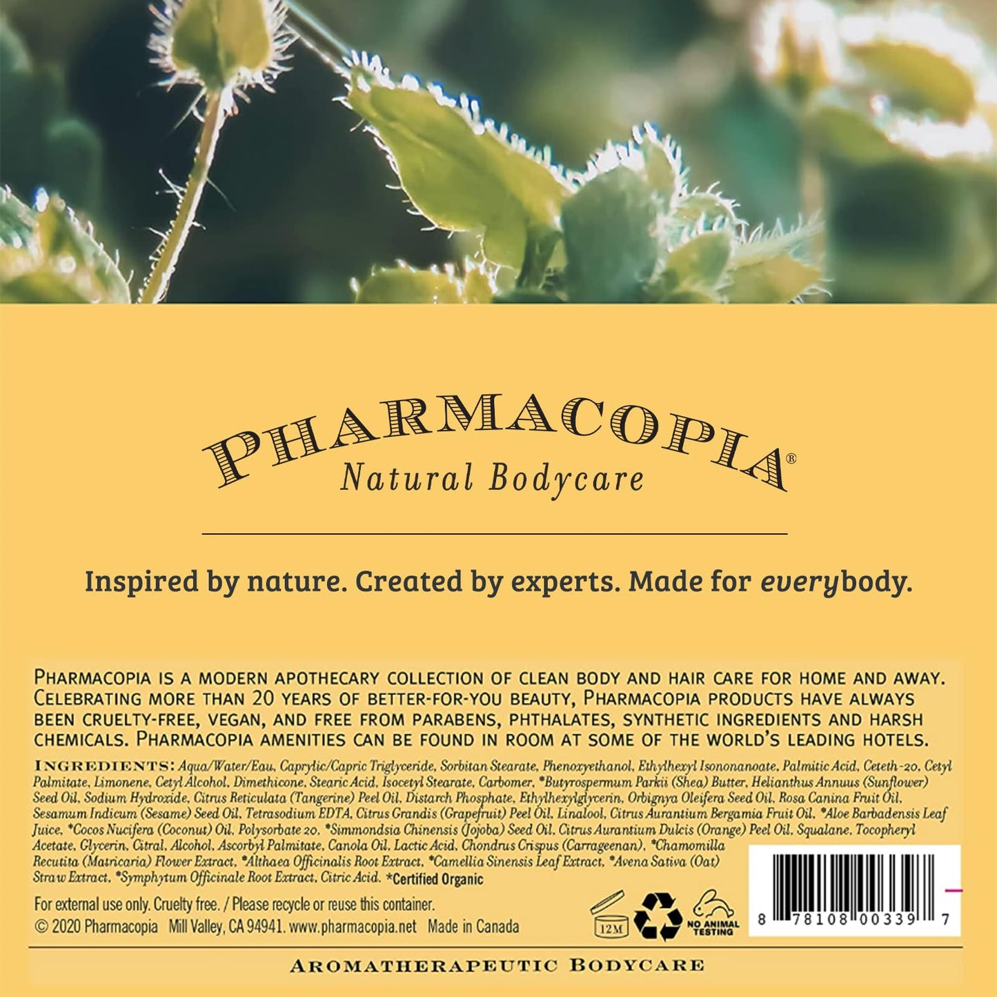 Pharmacopia Body Wash – Moisturizing Shower Gel with Natural & Organic Ingredients – Vegan Bodywash for Men & Women, 16 oz