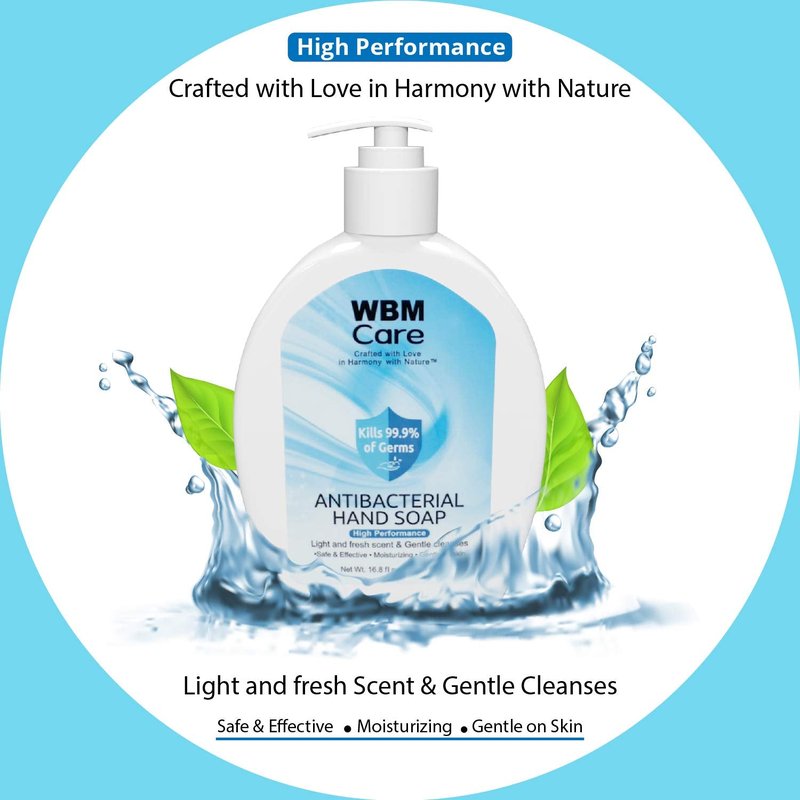 WBM Care Hand Soap, Crafted with Love in Harmony with Nature, Effective Cleanser with Light & Fresh Scent, Liquid Hand Soap - 16.8 fl oz/Each (Pack 1)