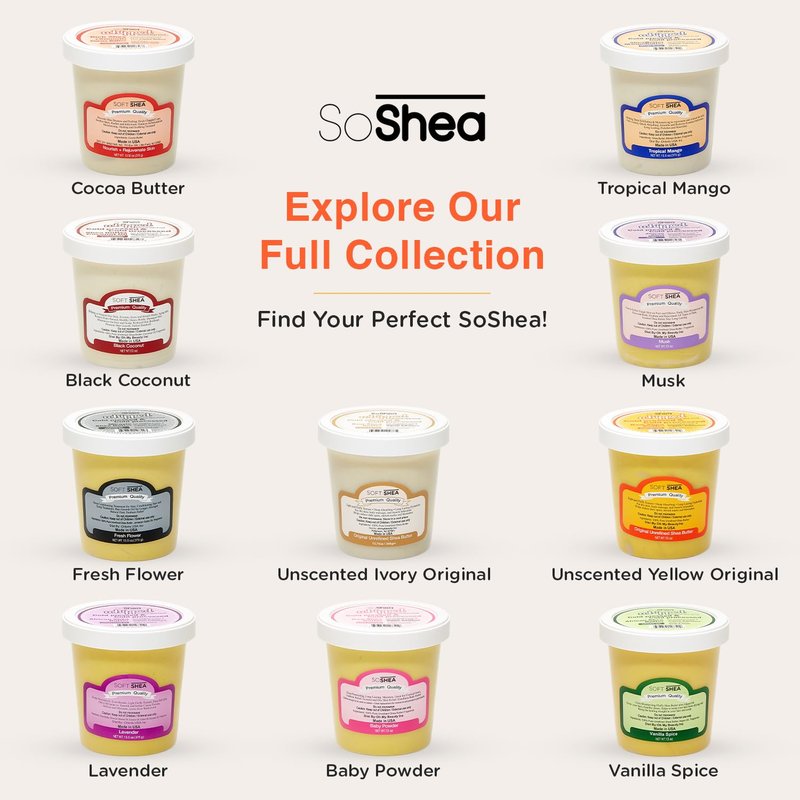SoShea Whipped Shea Butter Vanilla Spice - Nourishes, Moisturizes & Renews | 100% African Pure Shea Butter | Cold-Pressed & Cold-Processed | No Dyes & Parabens | Vegan | 11.50oz / 326g