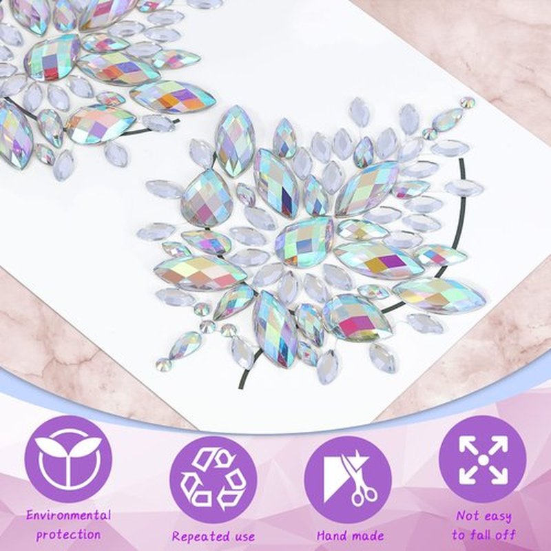 Leelosp 8 Set Halloween Jewels Tattoo Body Gems Rhinestone Sticker with 6 Boxes Chunky Holographic Face Hair Glitter Crystals Face Stickers Jewels for Rave Festival Makeup(Vivid Style)