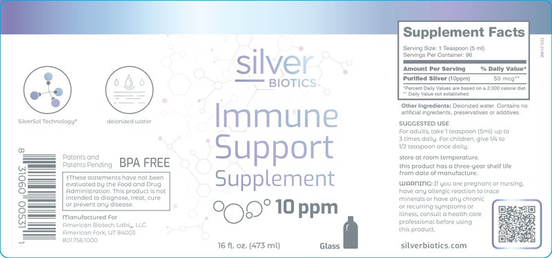 Silver Biotics Multivalent SilverSol Technology Ag₄O₄ 10 PPM Immune Support | Bio-Hacking Immune Building Natural Support (16 Fl Oz Glass Bottle)