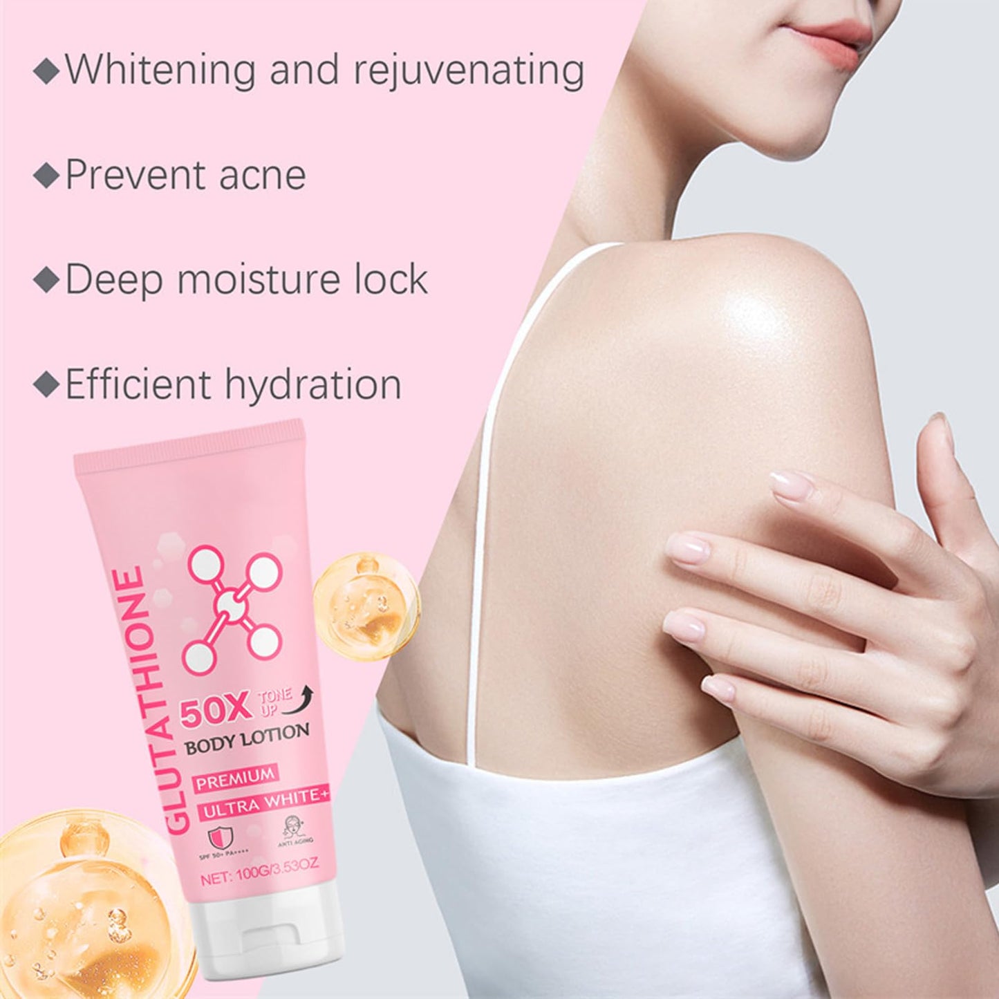 BITYEYE Glutathione body lotion,glutathione 50x tone up body lotion,Moisturizing and Soft Skin All Over Body Scented Body Lotion (2PCS)