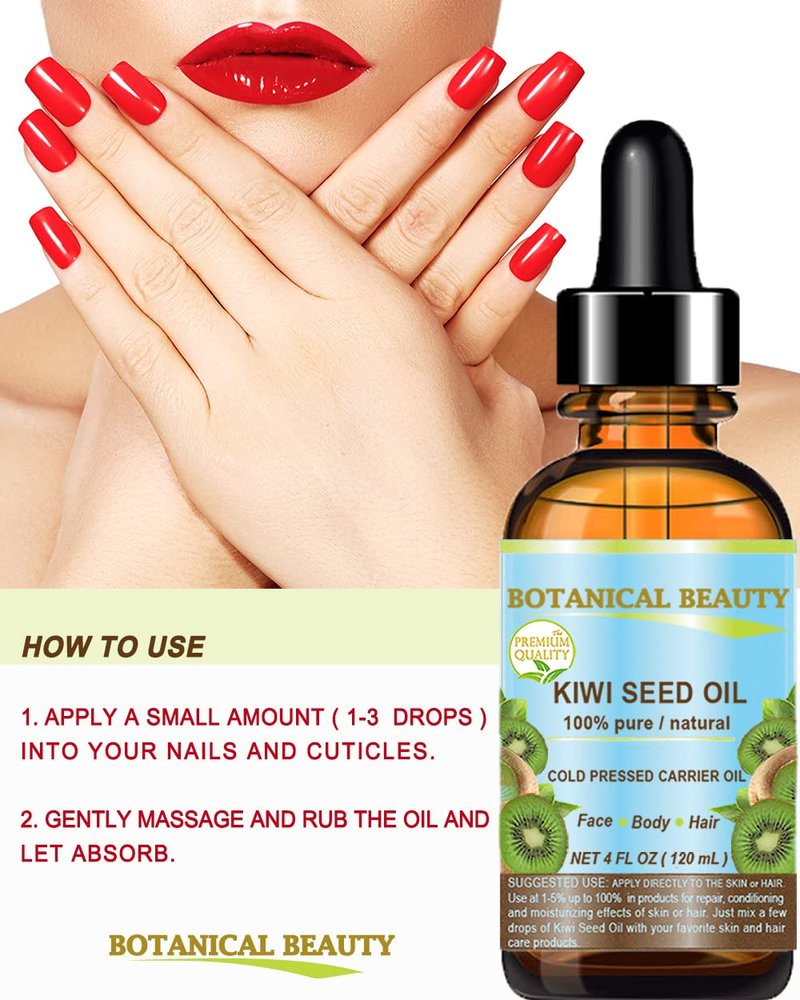 Botanical Beauty KIWI SEED OIL. 100% Pure Natural Undiluted Virgin Cold Pressed Carrier Oil for Face, Skin, Body, Hair, Nail Care (1 Fl Oz)