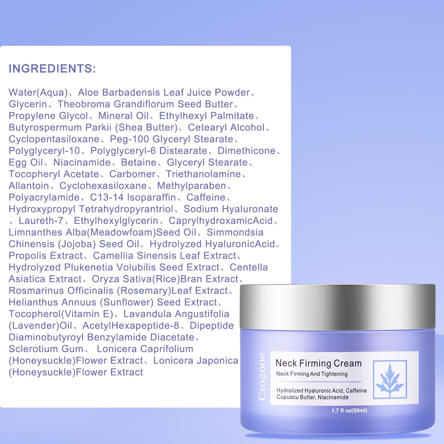 Crogooe Neck Firming Cream - Neck Creams for Tightening and Firming, Tightening and Lifting Wrinkles & Crepey Skin for Neck & Décolleté-1.7 fl.oz