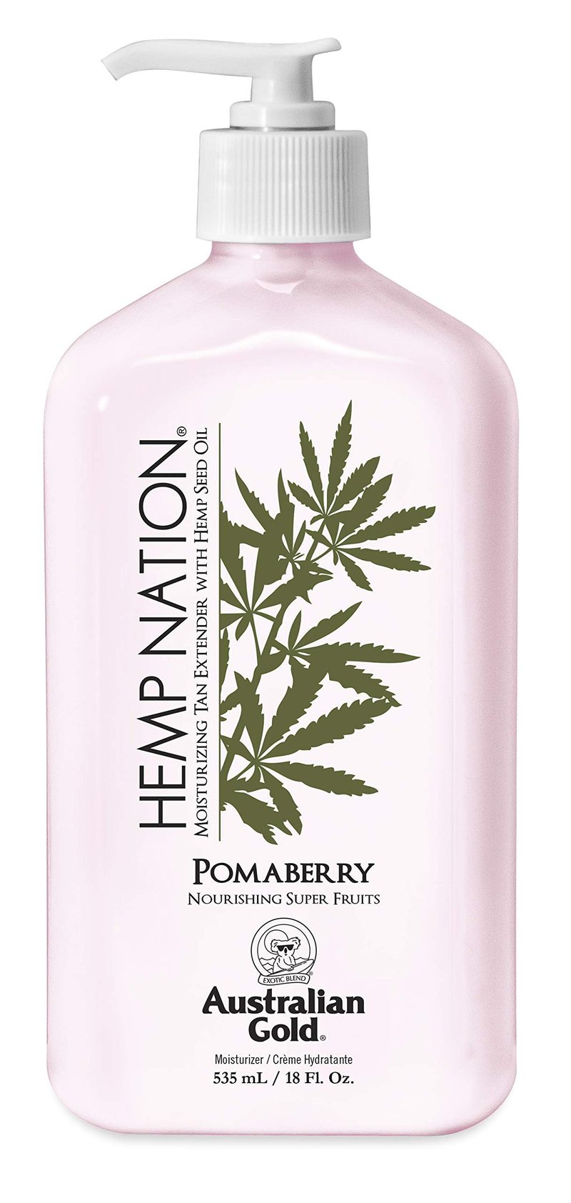 Australian Gold Hemp Nation Moisturizing Tan Extender Lotion, Hemp Seed Oil, Pomaberry, 18 Fl Oz