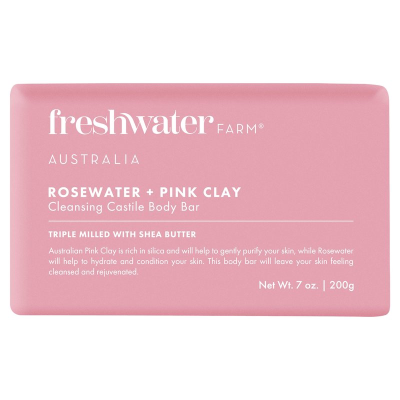 Freshwater Farm Australia Rosewater Pink Clay Body Bar, 7 OZ