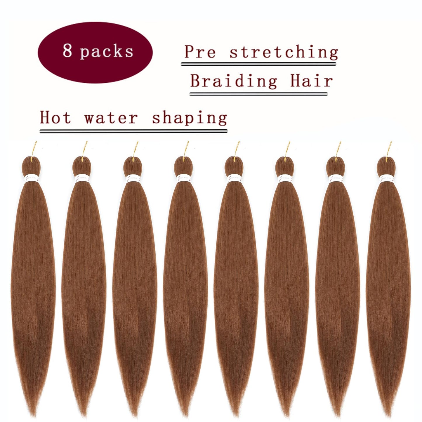 AIBEISI Braiding Hair Honey Blonde Pre Stretched Braiding Hair 8 Packs 28 Inch Mixed Colored Two Tone Synthetic Braiding Hair For Human Braids Yaki Straight, For Women For Hot Water Setting 27#