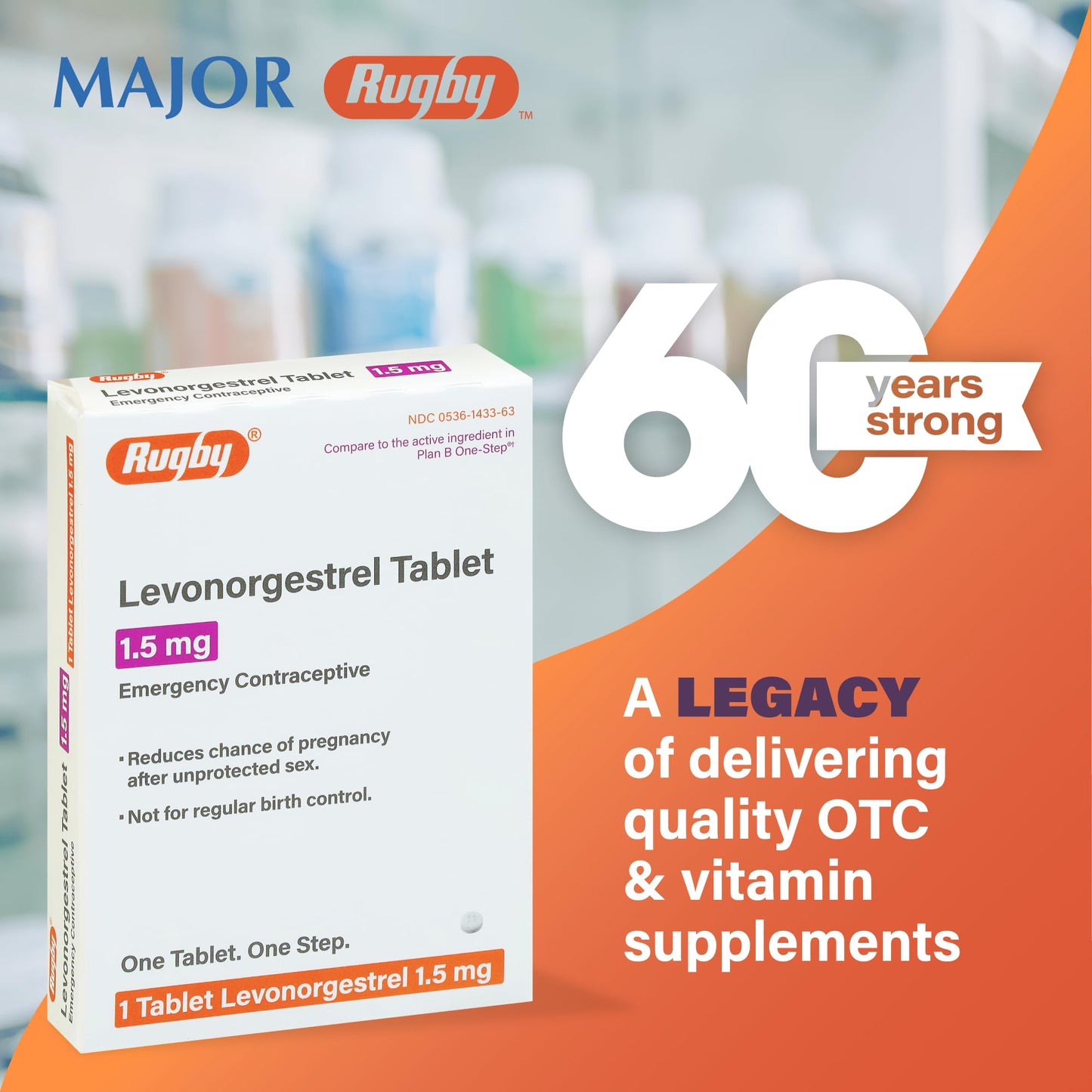 Rugby Levonorgestrel 1.5mg Tablet - Emergency Contraceptive Tablet for Women - One Count and One Step - 1-Pack