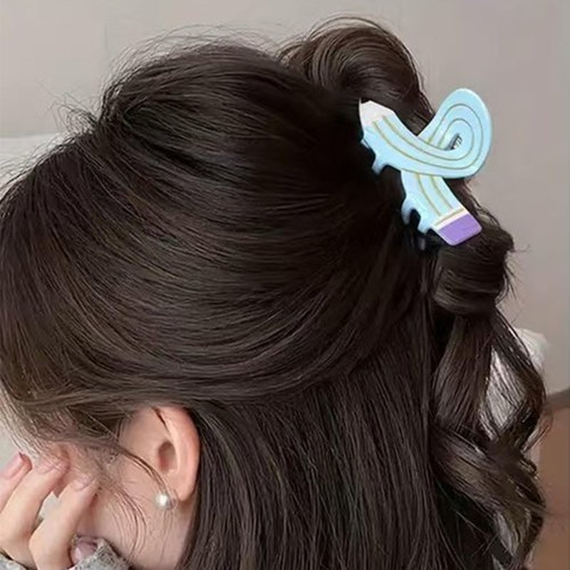 YUEELI Hair Clips for Women and Girls, 3 Pieces Pencil Hair Claw Clips Back To School Hair Clips Funny Hair Jaw Barrettes for Women Thin Thick Curly Hair (Pink Blue Yellow)