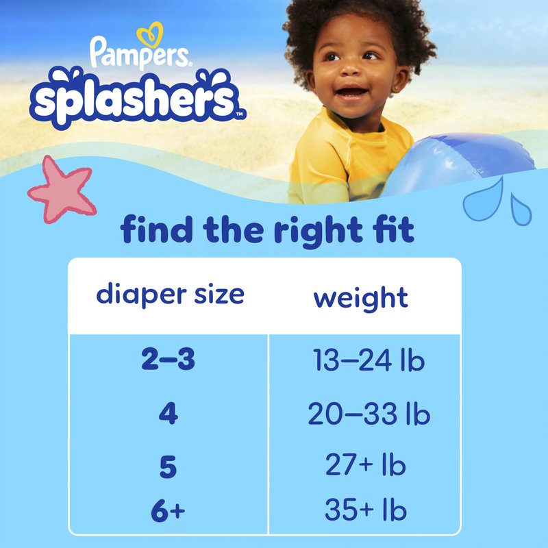 Pampers Splashers Swim Diapers, Size 6+, 15 Count, Disposable Swim Diapers, Contains Mess, No Swell