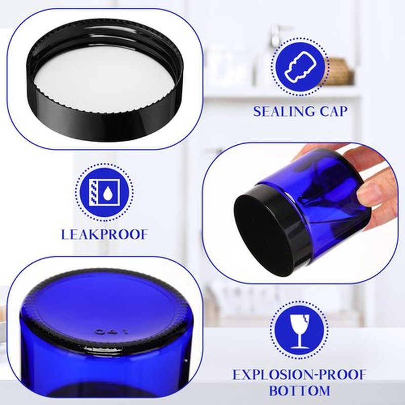 Norme 48 Pcs 4 oz Glass Jars with Lids Leakproof Round Airtight Jars Empty Cosmetic Jars with Inner Liners Lid for Storing Lotions Powder Ointments Candle Making (Cobalt Blue)