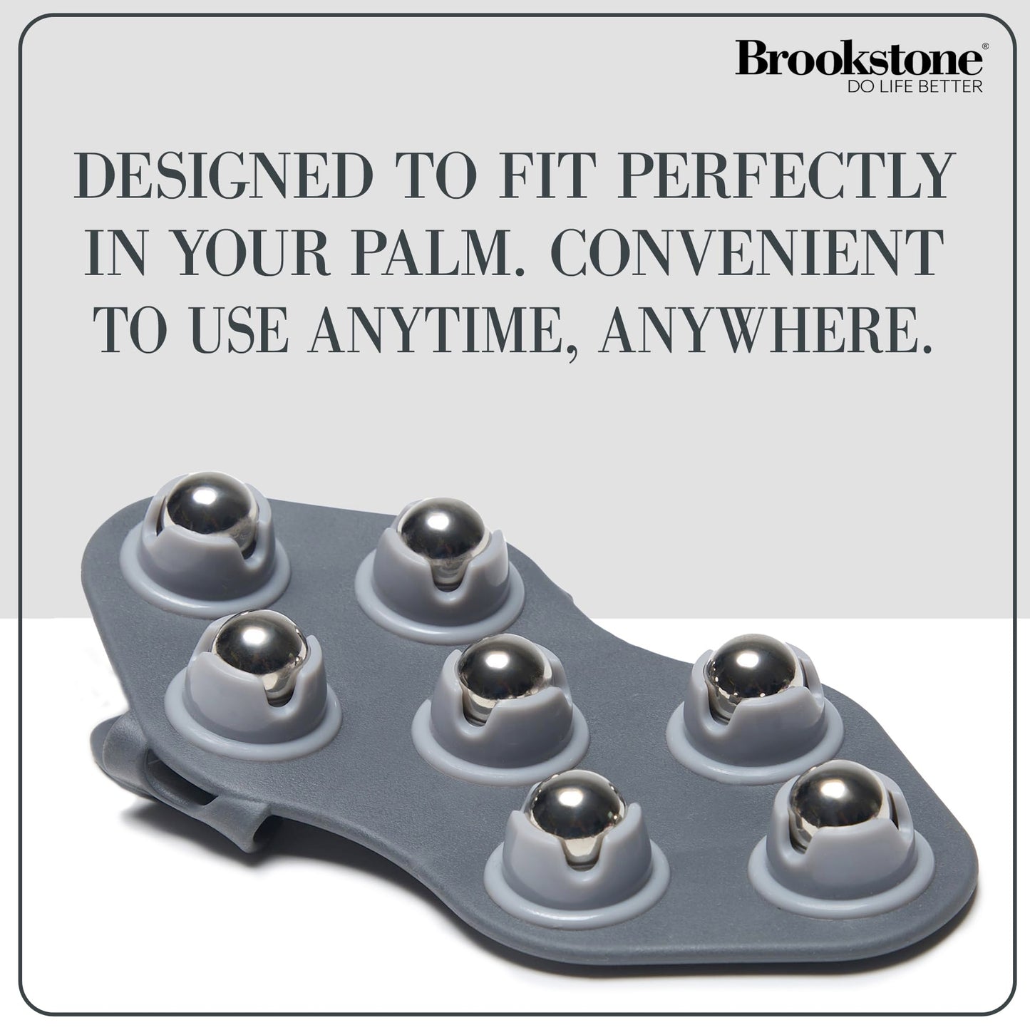Brookstone Palm Roller Body Massager - Medium Handheld Roller Massager to Relieve Tension - Massage Gloves, Hand Massager Glove, Massage Glove for Stress Relief and Relaxation (Charcoal)