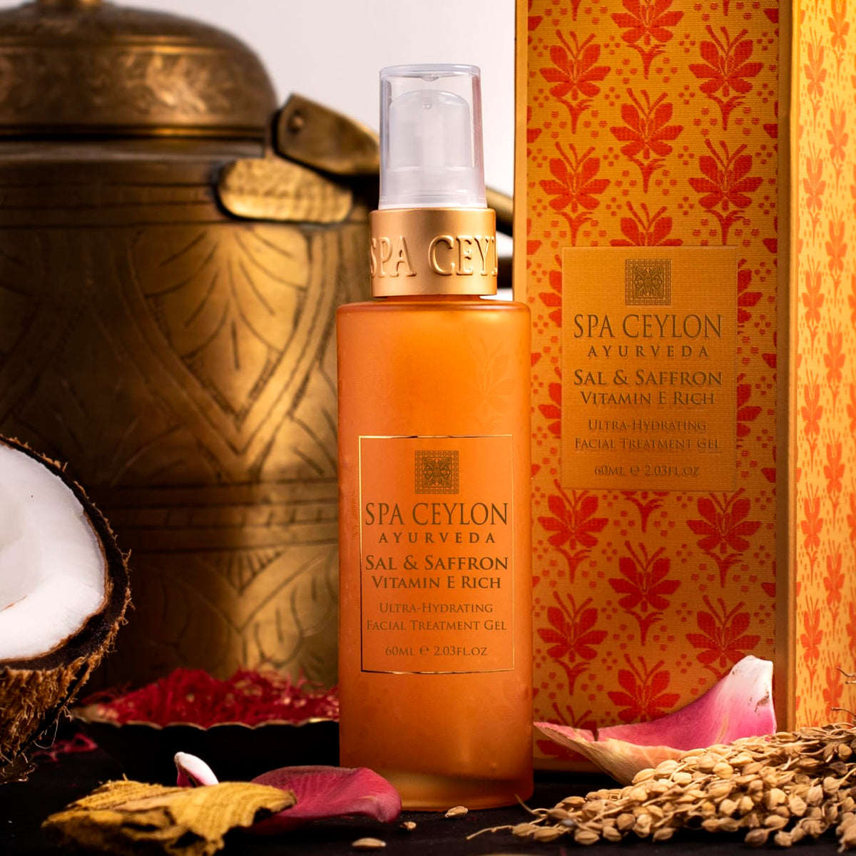 SPA CEYLON Sal and Saffron Vitamin E Enriched Ultra Hydrating Facial Treatment Gel | Hydrating Skincare | Brighter Natural Glow | Skin Repair