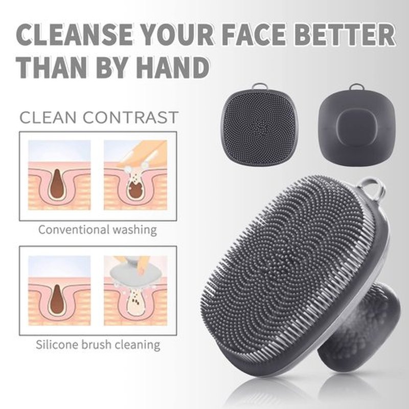VWMYQ Face Scrubber Face Scrubber for Men Facial Cleansing Brush Silicone Face Wash Brush Manual Waterproof Cleansing Skin Care Face Brushes for Cleansing and Exfoliating (Gray)