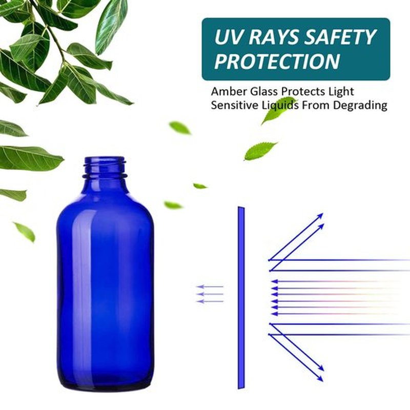 YUNFOOK 4 oz Blue Glass Spray Bottles for Essential Oils, Small Empty Fine Mist Spray Bottle,2 Pack with Funnel Dropper