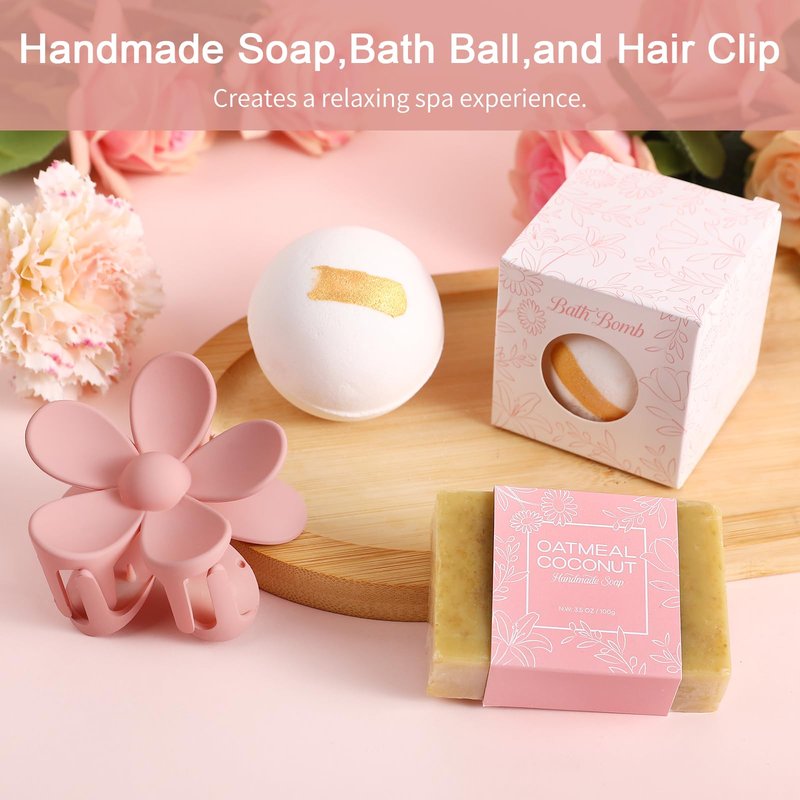 ENJOLLY Get Well Soon Gifts Baskets for Women Self Care Gifts,Birthday Gifts for Women Spa Care Package, Set for Mom Wife Girlfriend Sister Best Friend (Pink)
