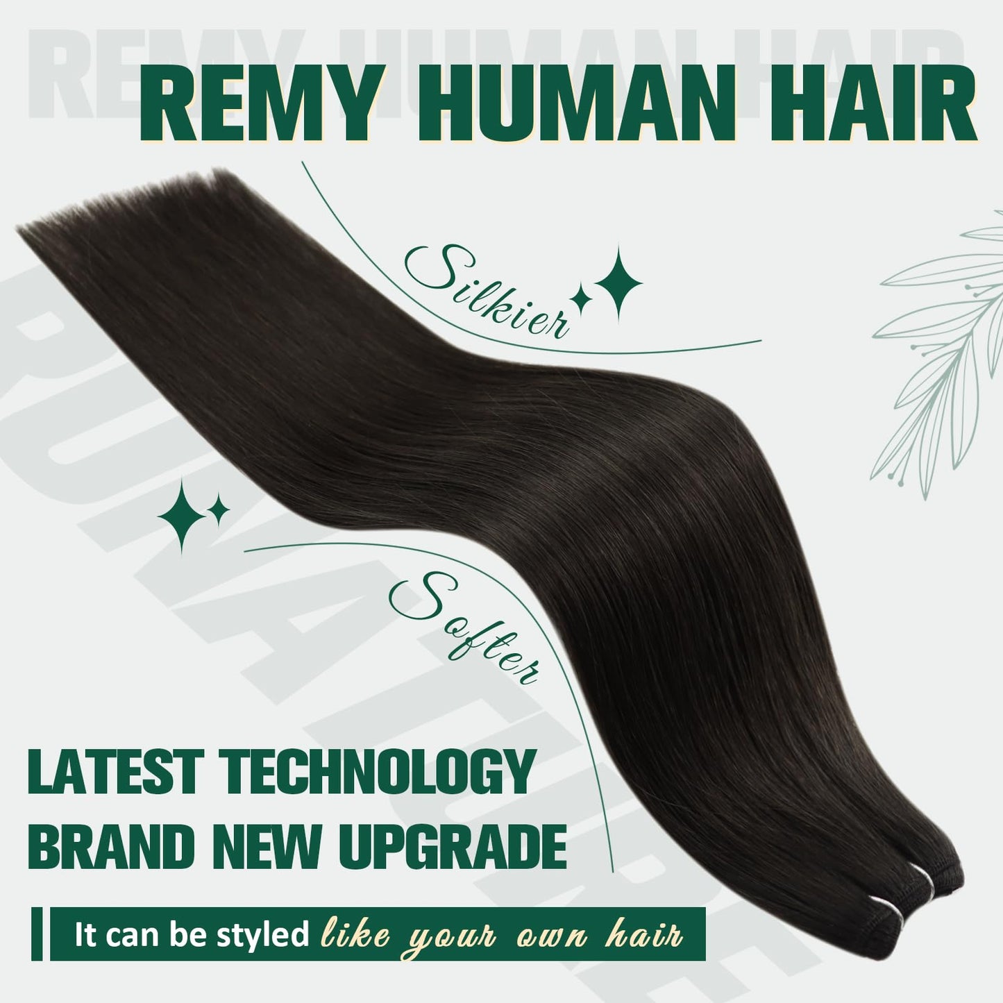 RUNATURE Sew in Hair Extensions Real Human Hair Dark Brown Weft Hair Extensions Human Hair Brazilian Short Double Weft Human Hair Extensions Sew in Bundles Human Hair Straight Hairpiece 12 Inch 70g