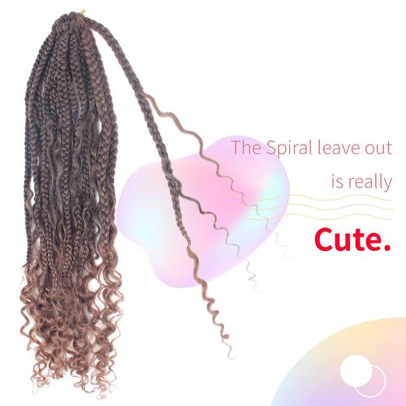 Niseyo Goddess Box Braids Crochet Hair 16 Inch 8 Packs Short Crochet Box Braids Pre Looped Curly Ends Boho Style Synthetic Hair (T30/Ombre Medium Dark Brown)