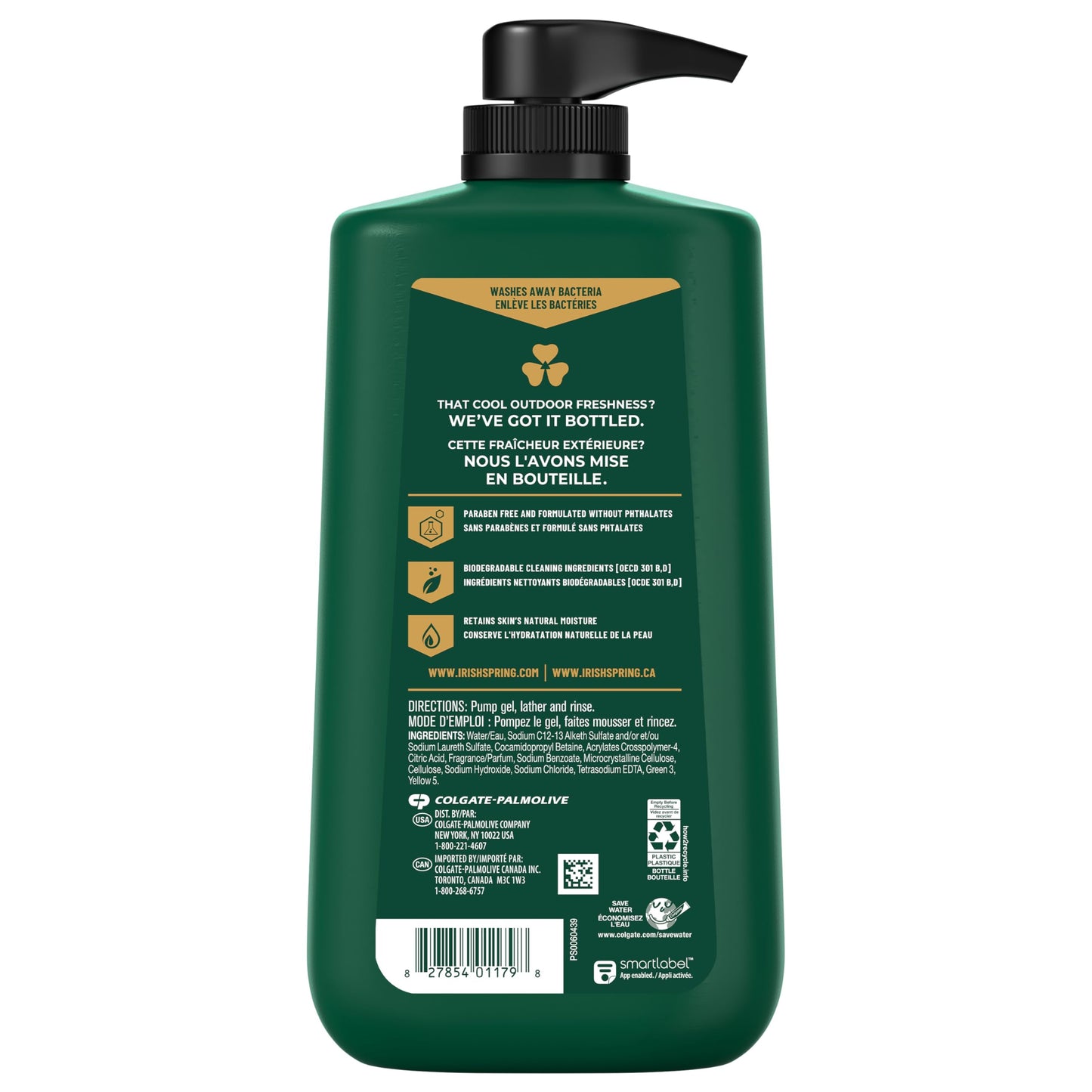 Irish Spring Active Scrub Exfoliating Body Wash for Men, 24-Hour Fresh, Biodegradable Ingredients, Paraben Free, Cool Fresh Scent, 30 fl oz Pump Bottle (Pack of 2)