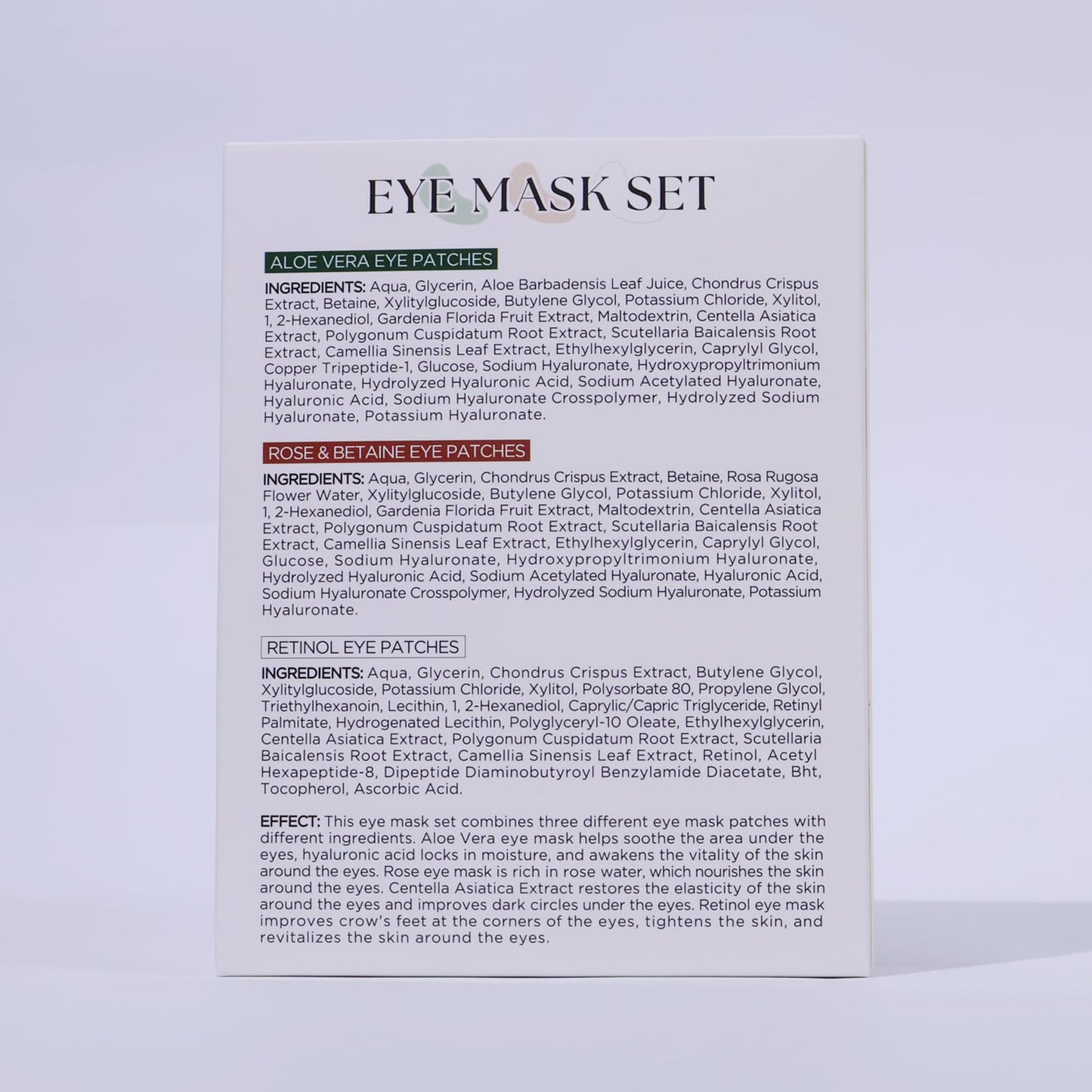 Yeokoe Under Eye Patches For Puffy Eyes and Dark Circles Wrinkle,30 Pairs Face Masks SkinCare With Retinol Serum,Aloe Vera,Rose Betaine
