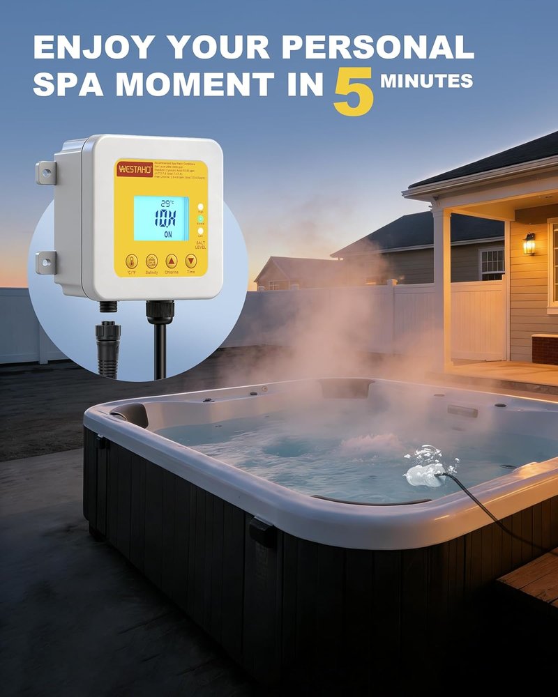 Salt Chlorine Generator - Hot Tub Salt Water Conversion Kit with USA Titanium Cell | For Spas Up to 2200 Gallons