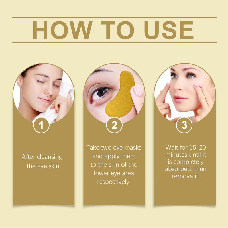 HIDOVETEC 24K Under Eye Patches Gold Collagen Eye Mask, 60 Pairs Hydrogel Under Eye Patches with Hyaluronic Acid, Anti-Aging Treatment for Dark Circles, Puffiness and Fine Lines