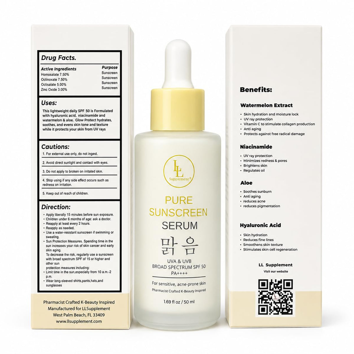 Pure Sunshine Serum SPF 50 | Pharmacist-Formulated Hydrating Face Sunscreen & Primer | Niacinamide Hyaluronic Acid + Vitamin B5 | Invisible Broad Spectrum UV Defense for Oily Sensitive Skin | 1.7 oz