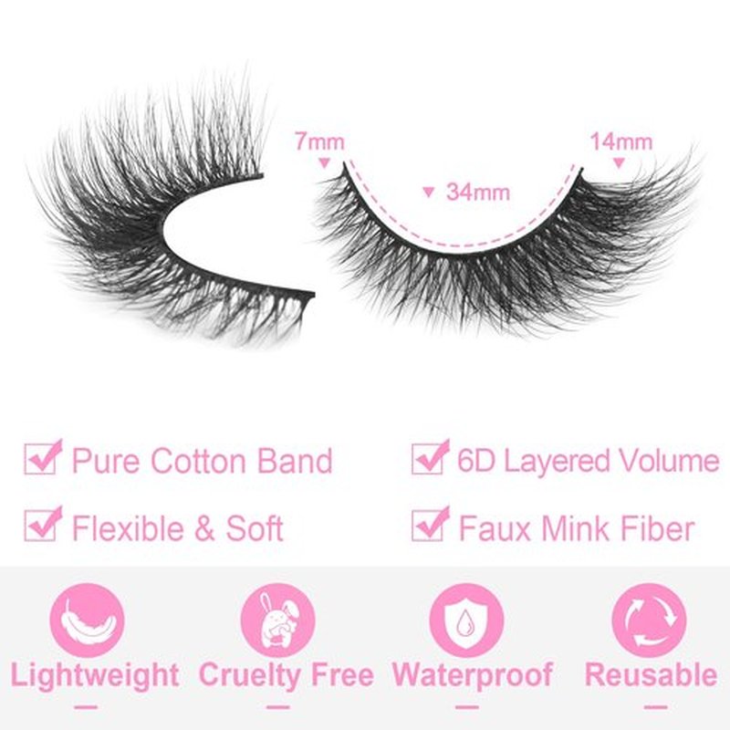 False Lashes Natural Look Fluffy Faux Mink Eyelashes Wispy Fox Eye Lashes That Look Like Extensions 3D Mink Lashes Natural Strip Lashes Pack by Kiromiro 14 Pairs