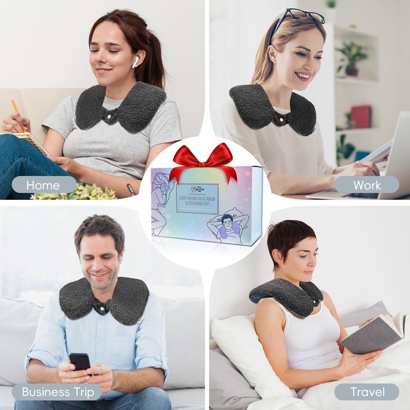my novel things Microwavable Heating Pads for Neck Shoulders Back Pain Relief 2.3lbs with Microwavable Heated Eye Mask Warm Compress Microwave Heat Packs Neck Wrap for Stress Relief