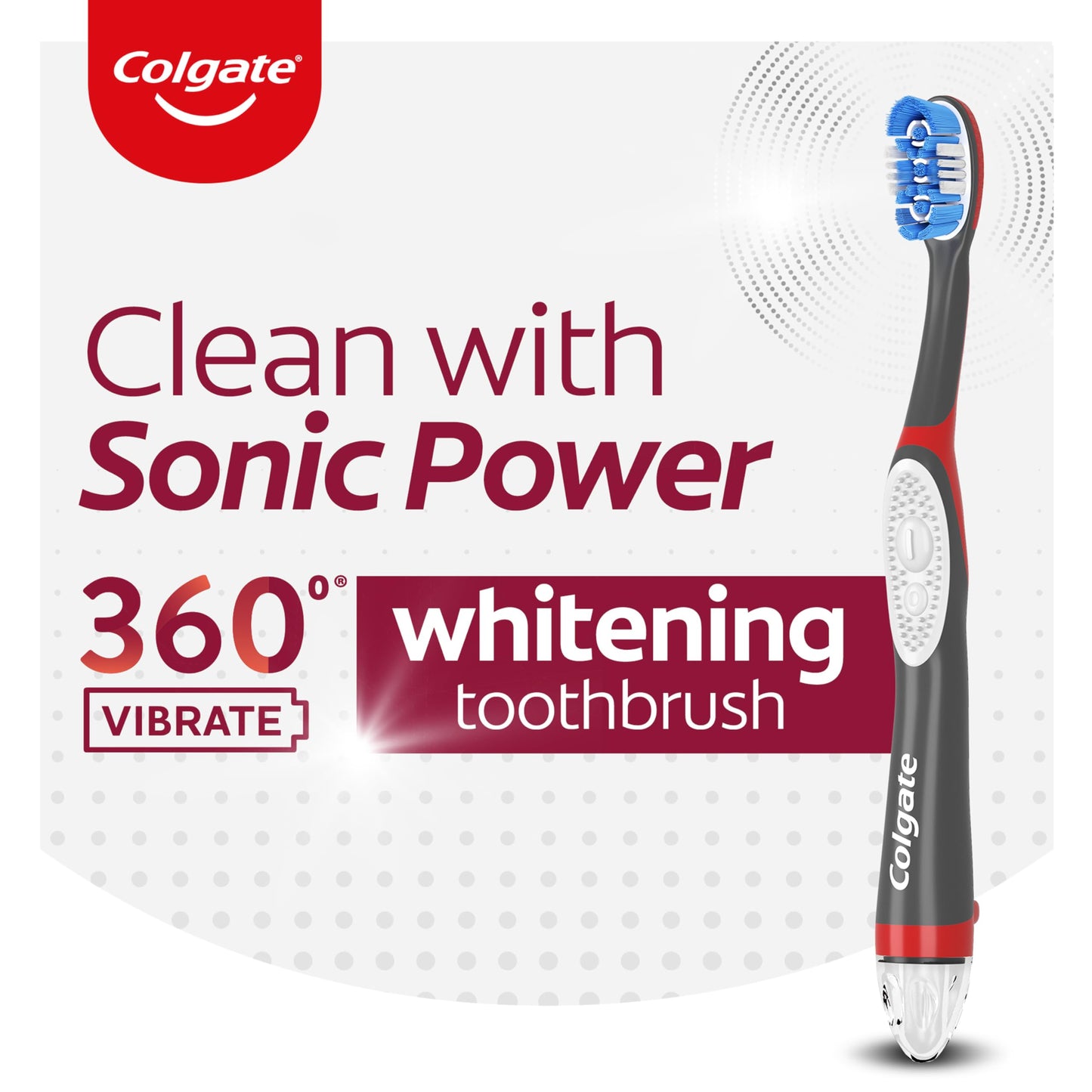 Colgate, 360 Optic White Sonic Battery Powered Vibrating Toothbrush Soft, 2 Count